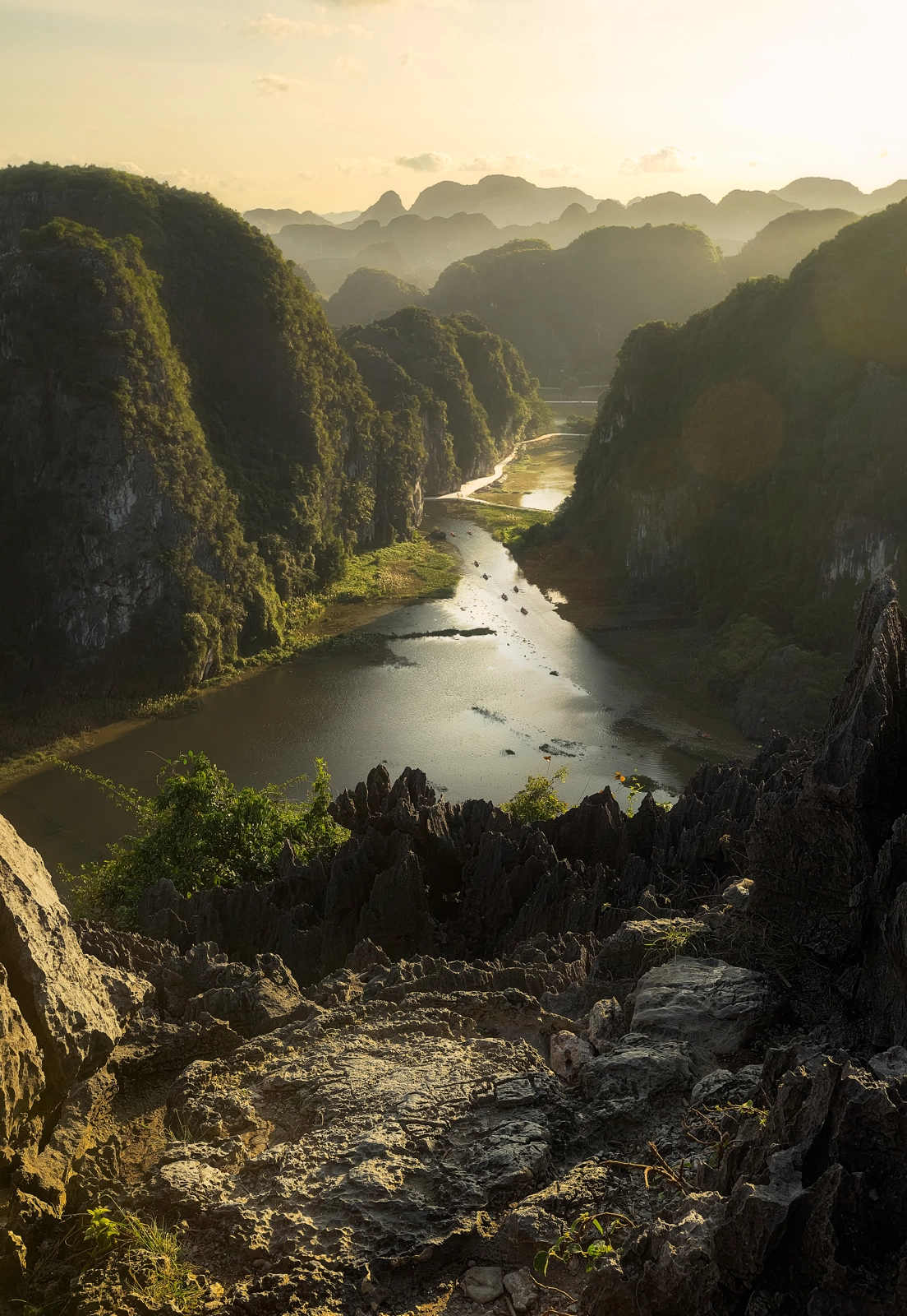 View from Mua Cave looking down to Tam Coc River - Ninh Binh