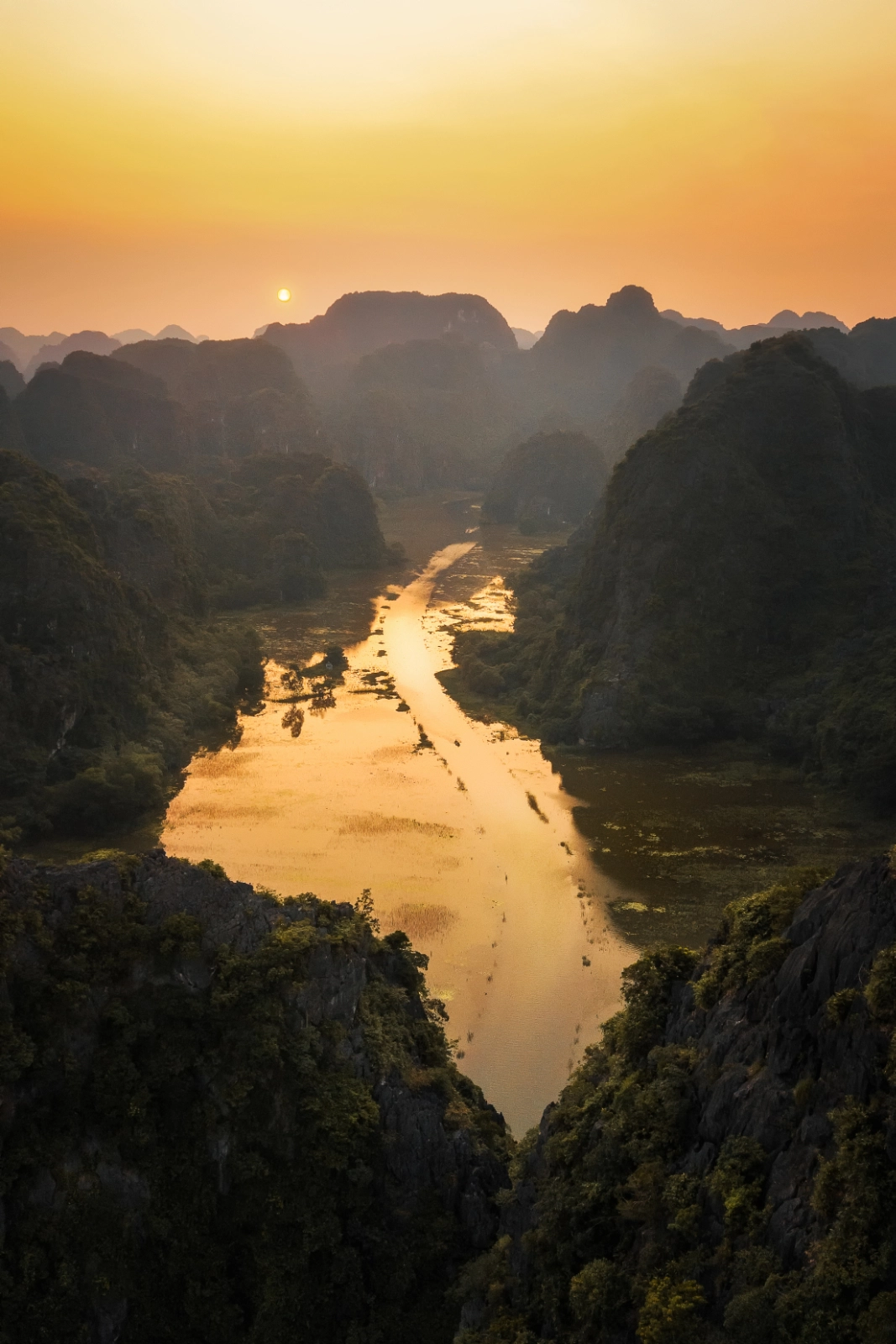 Sunset over Tam Coc Bich Dong - Ninh Binh